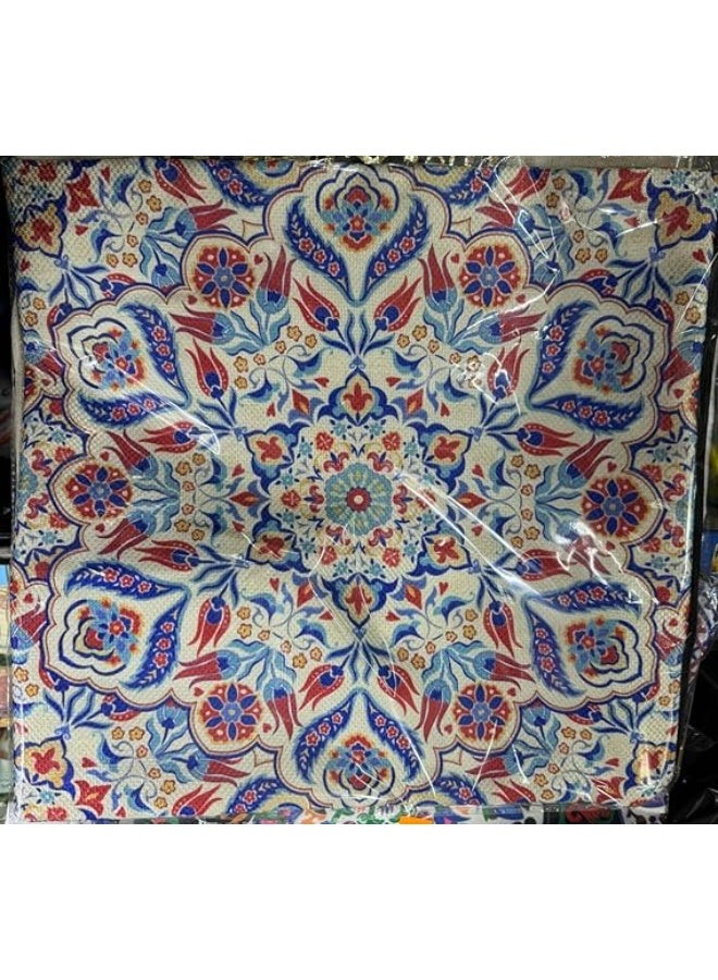 "A traditional Khayamiya bedspread and cushion set, crafted from high-quality fabric. It features an artistic design that reflects the beauty of oriental patterns. The bedspread measures 1 meter × 1 meter, accompanied by two elegant cushions sized 45 × 45 cm (H)." - Image 5